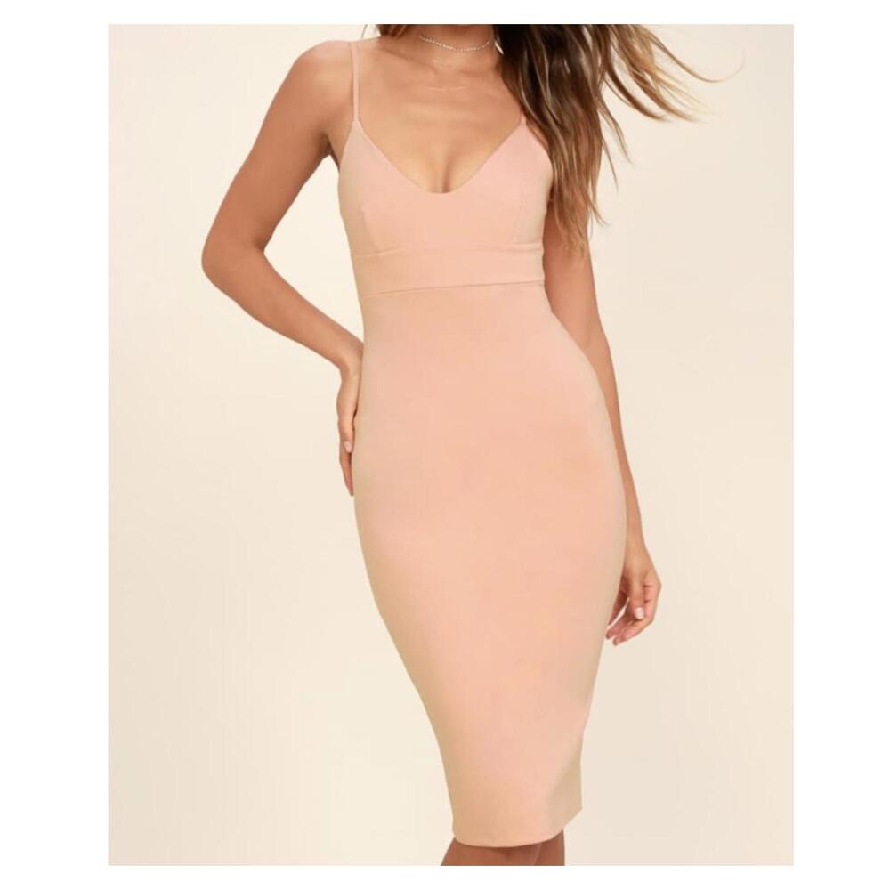 LULUS don’t tell them blush pink knee length dress sz s
